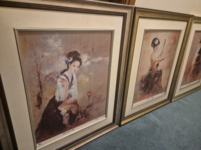 Li Wuda Limited Edition Set of 3   Erhu Solo, Lute Solo & Lotus Gazing - Framed