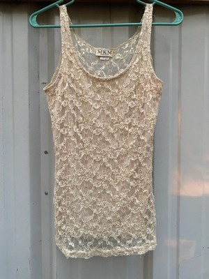 Vintage Y2K MKM Designs Floral Lace Tank Top - Size M