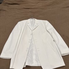 Men's Unique White Tuxedo Jacket 6-Button Andrew Fezza with Satin Lapel Size 42R