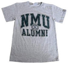 Vtg NMU Alumni Gray Tee Shirt Northern Michigan Wildcats Sz S USA Made Crest