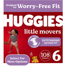 Huggies Little Movers Baby Diapers, Size 6 35 lbs , 108 Count