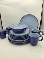 DENBY Everyday Dinnerware Set Blueberry Blue 4 Dinner, 4 Salad, 4 Mugs & 2 Bowls