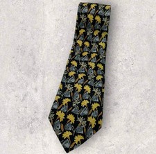 ERMENEGILDO ZEGNA Silk Tie ITALY Black Gray Brown Floral W:4.1" EUC