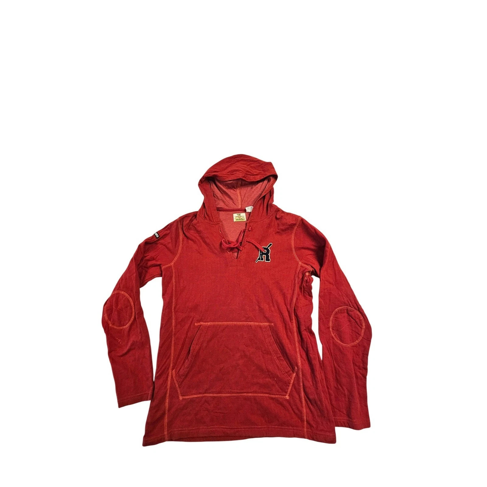 T. Dalton Clothing Mens Red Lace Up Lightweight Hoodie Elbow Patches Size M