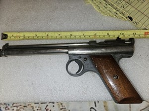 Antique BEN FRANKLIN SINGLE SHOT AIR PISTOL  17 7  ST. LOUIS, M0 AIR PUMP