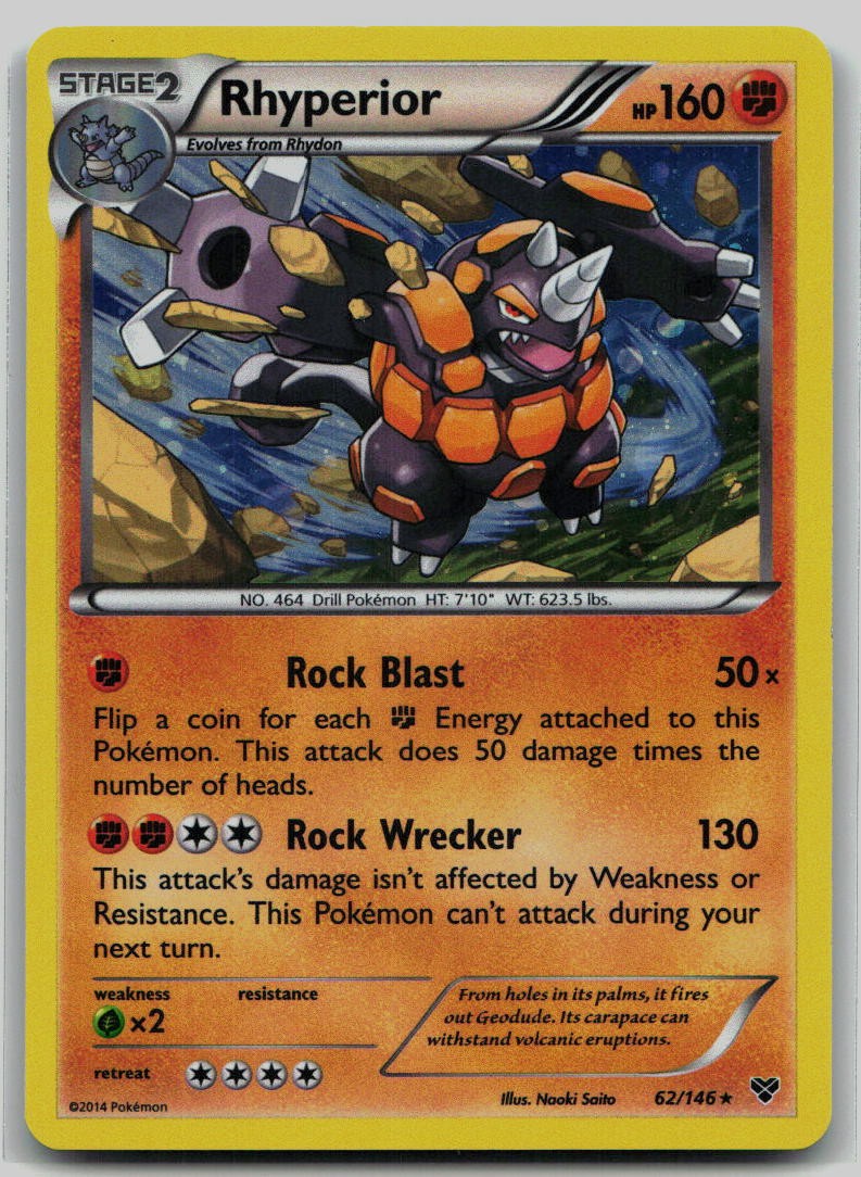 Pokemon TCG Rhyperior XY Base Set 62/146 Holofoil NM