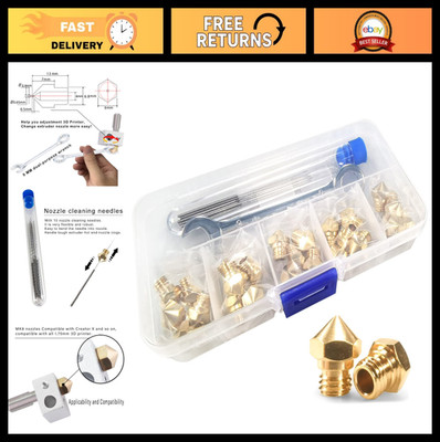 24 PCS MK10 3D Printer Brass Nozzles Set - 0.2mm to 1.0mm, DIY Tools & Storage B