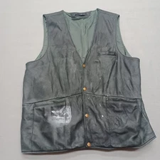 Coronado Leather Vest Mens 46 Black Snap Front Concealed Carry Pockets Biker