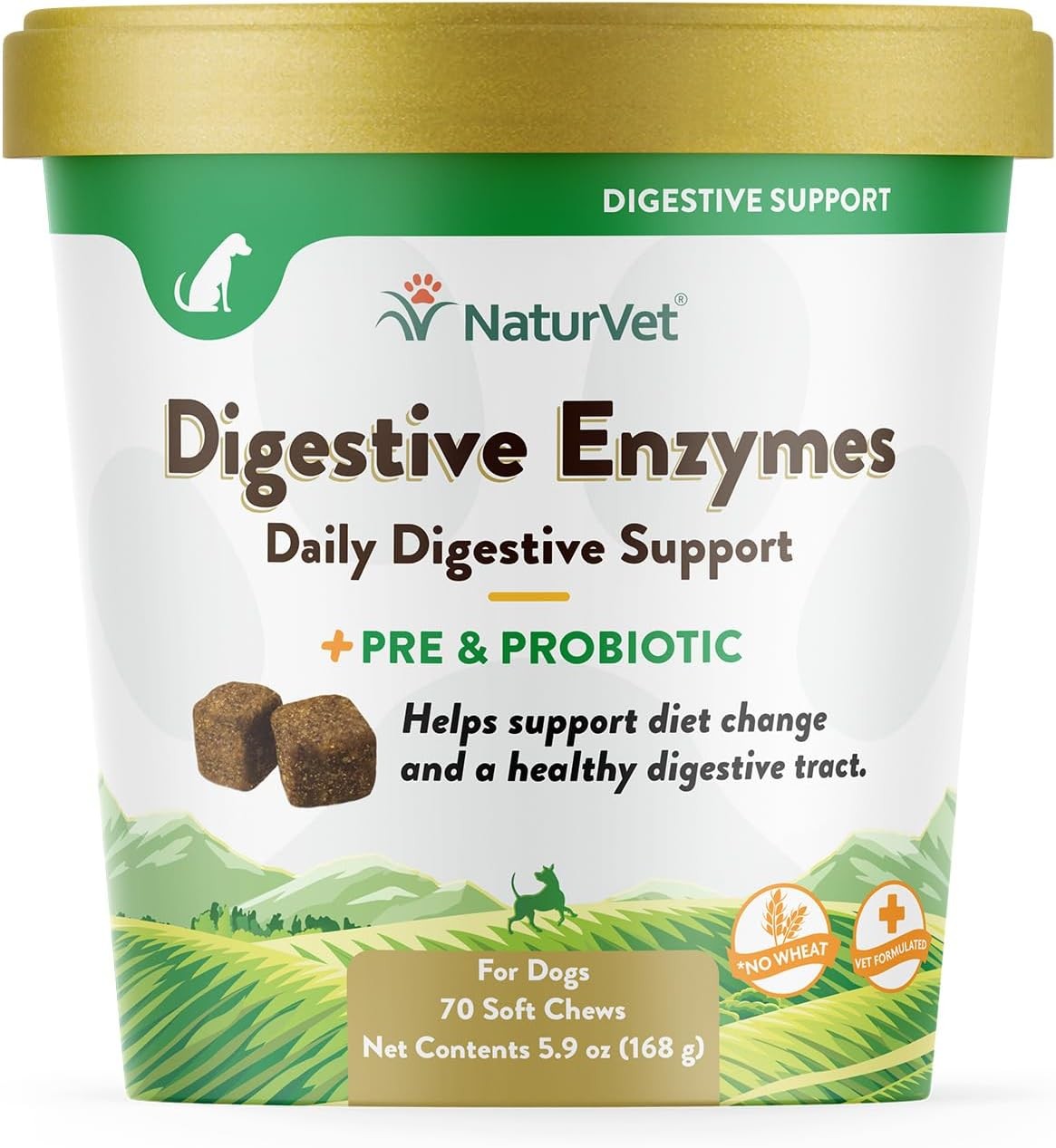 NaturVet Digestive Enzymes Plus Pre & Probiotics for Dogs 70