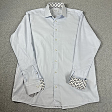 Eton Contemporary Dress Shirt Mens 17 43 Light Blue Medallion Collar Flip Cuffs
