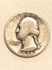 1936 D Silver Washington Quarter