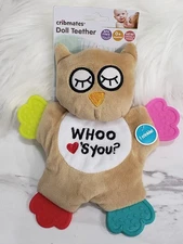 NEW Cribmates OWL Bird Doll Teether Toy Sensory Sound Baby Lovey Shower Gift