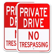 MUXYH Private Drive No Trespassing Sign 2 Pack, 12'' X 18X12in-2Pack, 2-Pack
