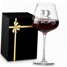 Initial Crystal Wine Glasses for Women Mom Day Best Mama Mommy Bonus Silver-B