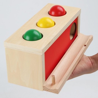 Klopfball Box Schiebeball Montessori mit drei Bällen Entwicklungsspielzeug