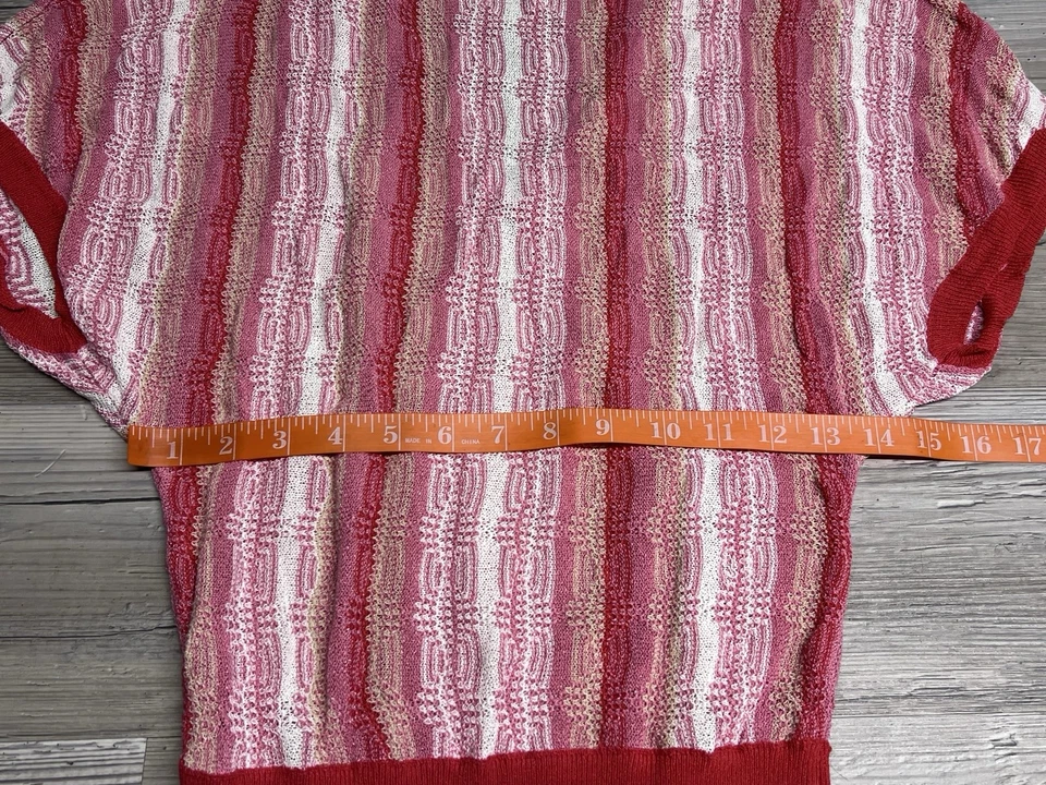 Vintage Y2K Bebe V-Neck Open Knit Top Semi Sheer Pink Metallic XS Short Sleeve - Image 4 of 4