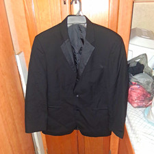 Joseph Feiss Black Wool Tuxedo Jacket Satin Fabric Regular Length Size 40S