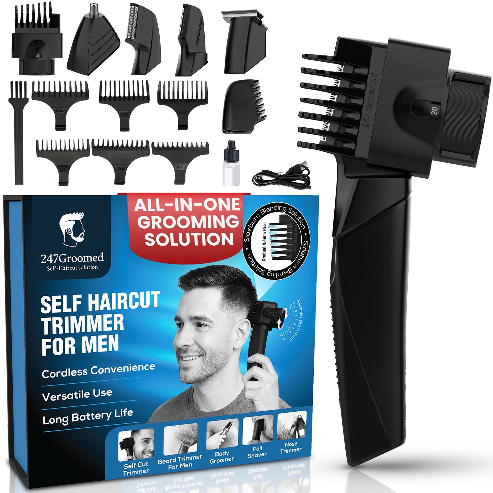 247 Groomed Self Haircut Trimmer for Men Electric Hair Trimmer for Men with