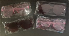 Set of 4 Pink  Red Heart Shaped Plastic Glasses Party Love Bridal Bachelorette