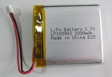 NEW 3.7V 2000MAH RECHARGEABLE LIPO/ LITHIUM POLYMER BATTERY 43 x 39 x 10 MM