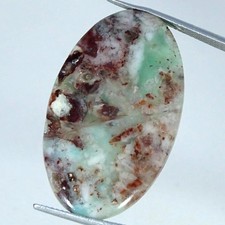 24.10Cts 100 Natural Aqua Chalcedony Oval Cabochon Gemstone 21X35X4MM