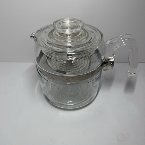 PYREX Glass Flameware 6-Cup Percolator Coffee Pot 7756 COMPLETE, Very Nice