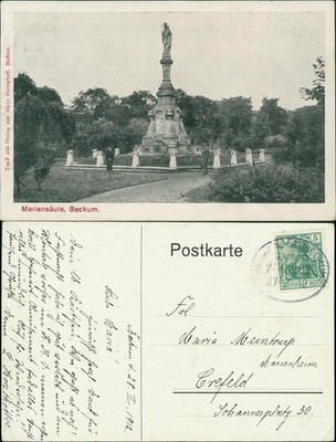 Ansichtskarte Beckum Partie an der Mariensäule 1909