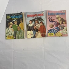 Coats And Clark Pattern Booklet Lot 3 Sweater Children’s Knits Socks Mittens VTG