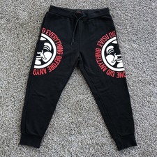 Pantaloni da jogging Evisu Heritage da uomo taglia large neri con logo davanti pantaloni della tuta