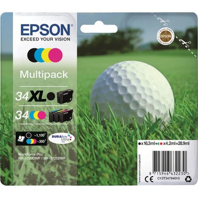 Epson WF3720 WF3725 Multipack Golfball Original Tintenpatrone mehrfarbig (C13T34