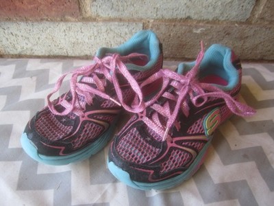 Skecher Shoes Girls 13 Pink Blue Lace Up Athletic Sneakers
