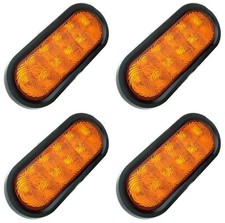 4pc 6" inch Oval Amber LED Trailer Tail Lights DOT Certified Grommet Plu...
