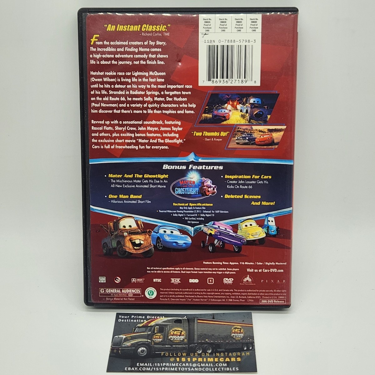 2006 Disney Pixar Cars DVD Video Widescreen Lightning Mcqueen