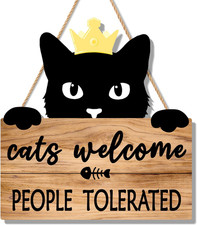 Funny Cat Welcome Sign Cat Themed Hanging Sign Cats Welcome People Tolerated Fro