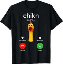 Funny Rubber Chicken Incoming Call Meme Graphic T-Shirt Gift for Dad, Mom, Daugh