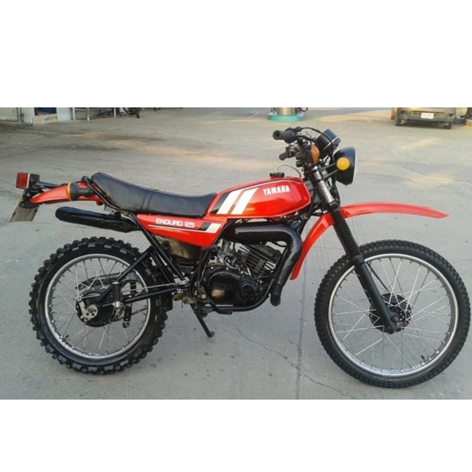 Tubo de escape sistema completo plateado acero inoxidable para Yamaha DT125 DT Enduro Foto 2 de 3