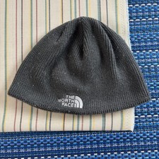 The North Face Hat Beanie Mens One Size Gray Knit Fleece Lined Winter Outdoor