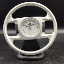 Chicagoland Speedway Steering Wheel Desk Clock Silver Auto Racing Car Decor