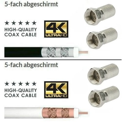 Lokmann Satkabel Antennenkabel Koaxkabel RG6 Stahl Kupfer 1-50 Meter 135dB HD 4K