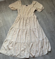 Mikarose Floral Fall Boho Maxi Dress M Floral Square Long Sleeve Tiered Smocked