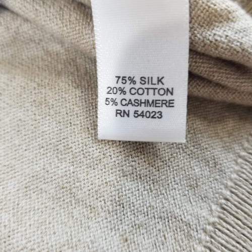 Banana Republic Sweater Mens XL Beige Silk Cotton Cashmere Blend V Neck Pullover - Picture 5 of 9