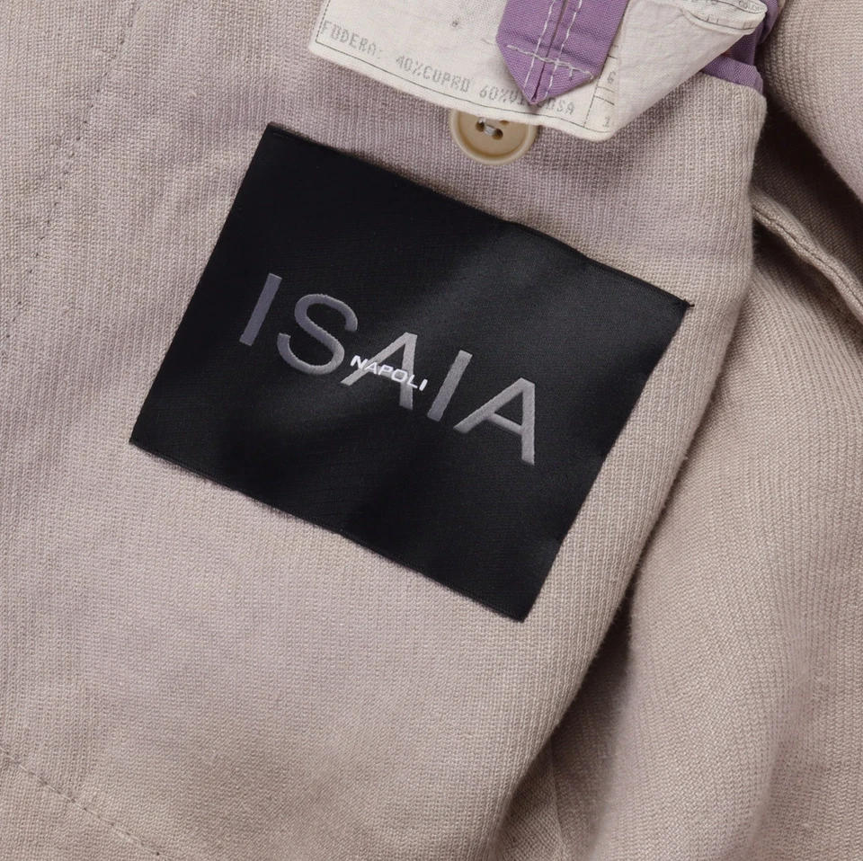 NWT ISAIA NAPOLI SPORT COAT blazer dove-grey pure washed linen luxury Italy 50 - Image 4 of 4