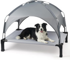 Elevated Dog Bed with Removable Canopy, Portable Dog Cot with Sun Protection Sha