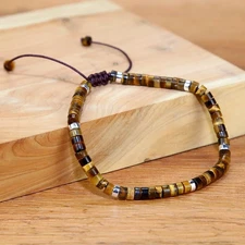 Natural Tiger's Eye 4mm Beaded Healing Protection Women Men Bracelet Handmade