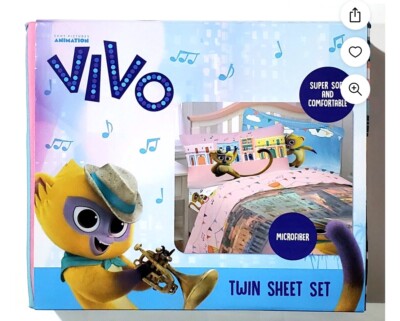 VIVO Animation Super Soft Microfiber Twin Bed Sheet Set Fitted Flat Pillowcase