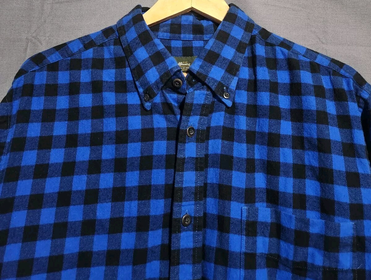 Eddie Bauer Mens XL Buffalo Plaid Midweight Flannel Shirt for Hiking  