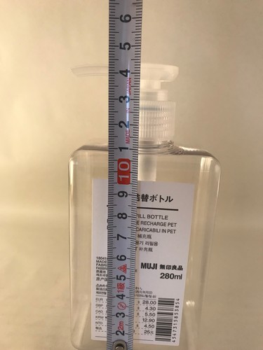 280ml Japanese Refill Bottle -by Muji - Soap Dispenser Clear Transparent Shampoo - Picture 2 of 6