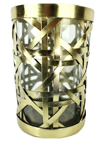 METAL WEAVE Hurricane Lamp Candle Holder Woven Metal Basket Glass Sleeve Insert - Picture 2 of 9