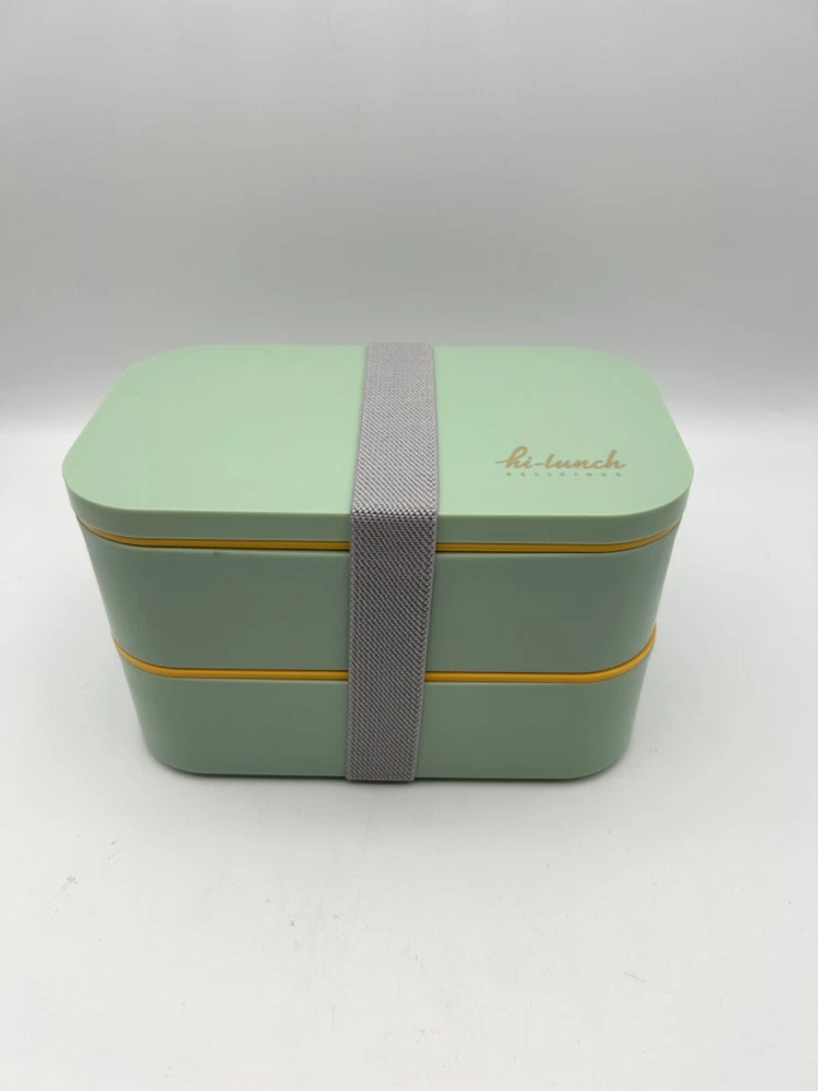 Bento Box Hi-Lunch Leak Proof Stackable Containers in Aqua Green for Adults