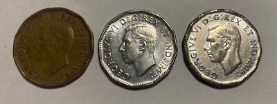 Canada 1943 Tombac 1944 1945 Steel V Nickel 5 Cents 3 Coins - Low